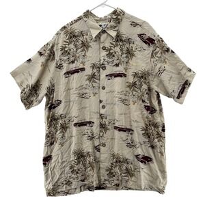 Ron Chereskin Shirt‎ Mens 2XL Hawaiian Car Print Retro Button Up Rayon Summer